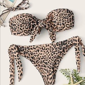 New strapless leopard bikini set